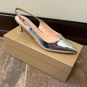 NEW Silver Slingback Heels